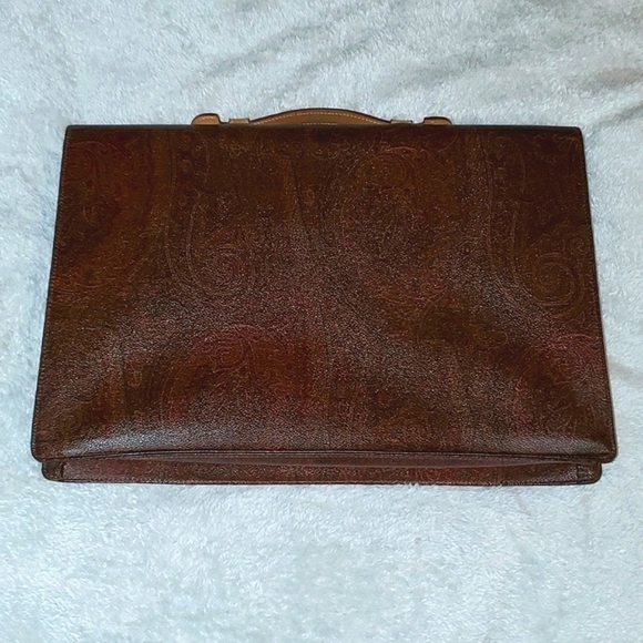 Etro Milano Paisley Bordeaux Briefcase with Lock and Key - Picture 14 of 14
